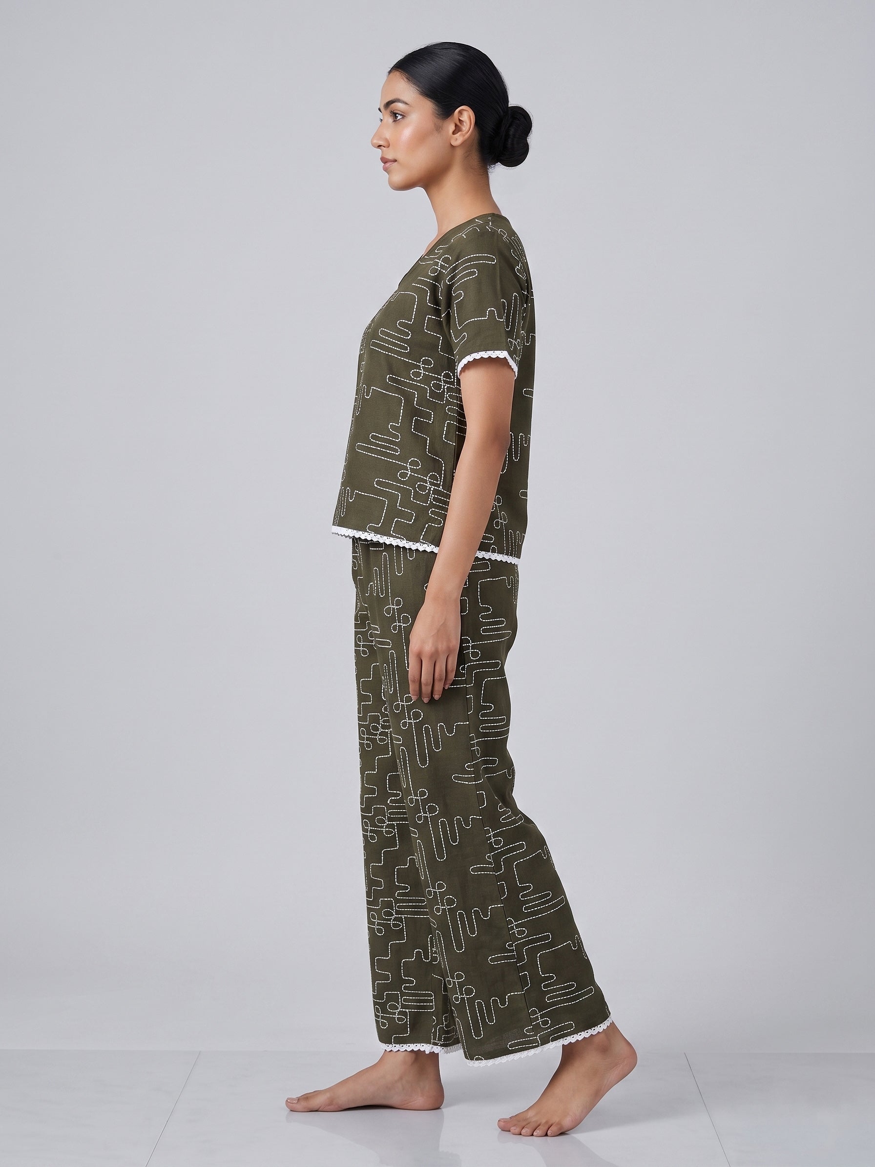 Fablush Women’s Embroidered Co-Ord Nightwear Set | Cotton Blend Lounge Wear | FB14015