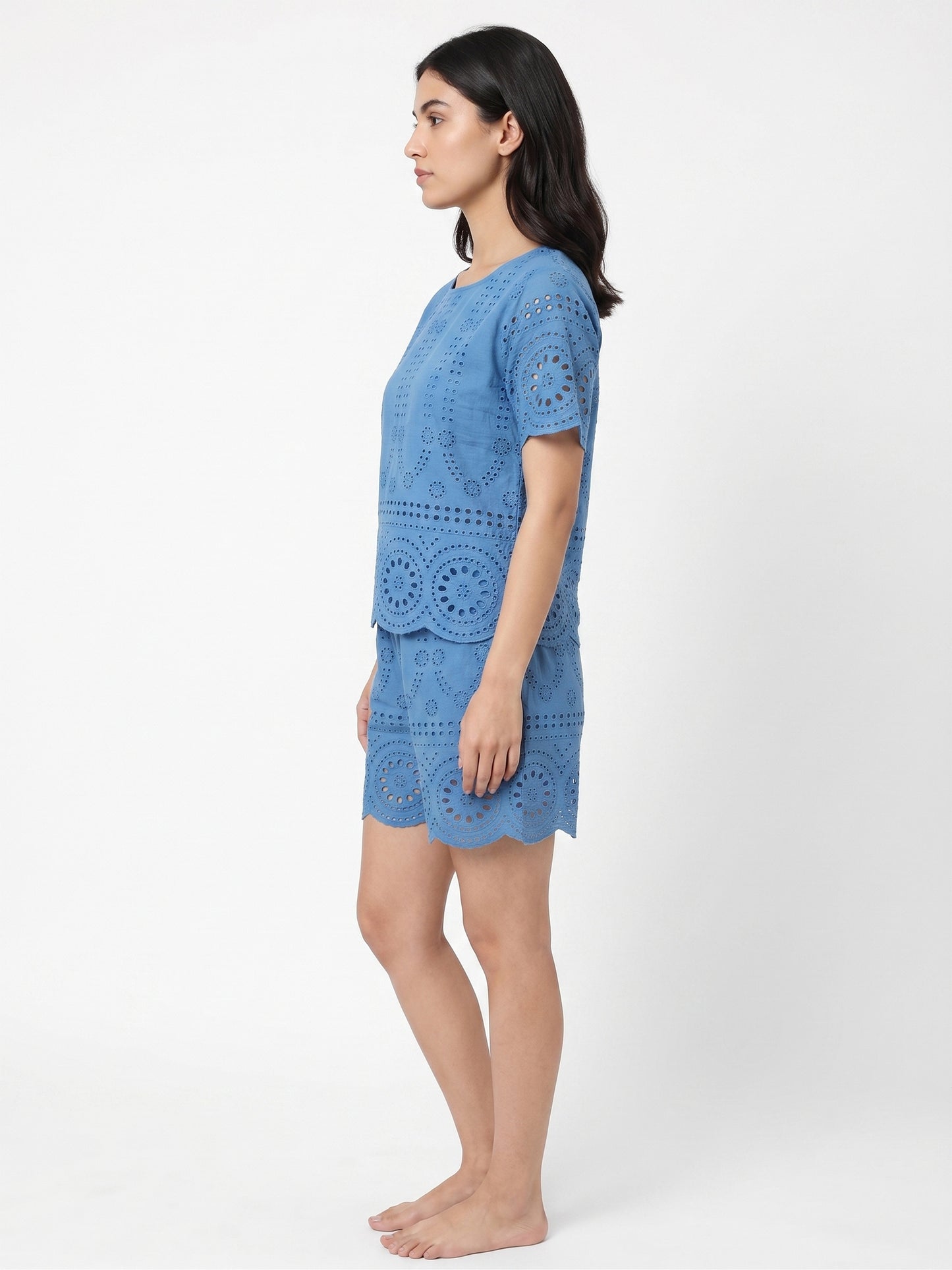 Fablush Women’s Cotton Rich Co-Ord Set | Embroidered Resort Wear | Summer Lounge Set | FB14017
