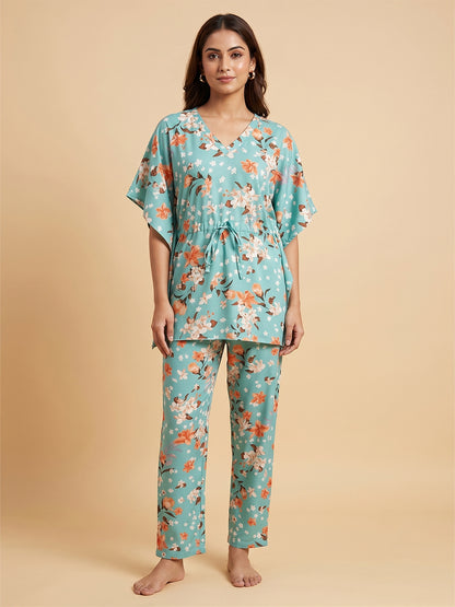 Fablush Women's Short Kaftan Nightwear | Fb15007 Green