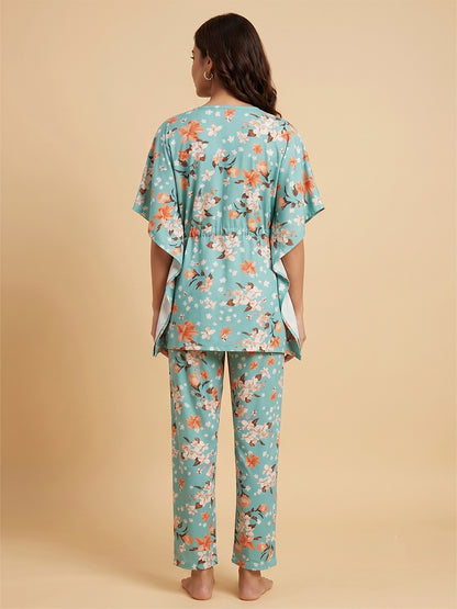 Fablush Women's Short Kaftan Nightwear | Fb15007 Green