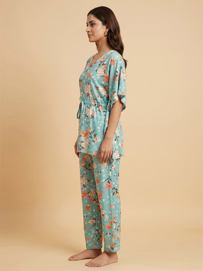 Fablush Women's Short Kaftan Nightwear | Fb15007 Green