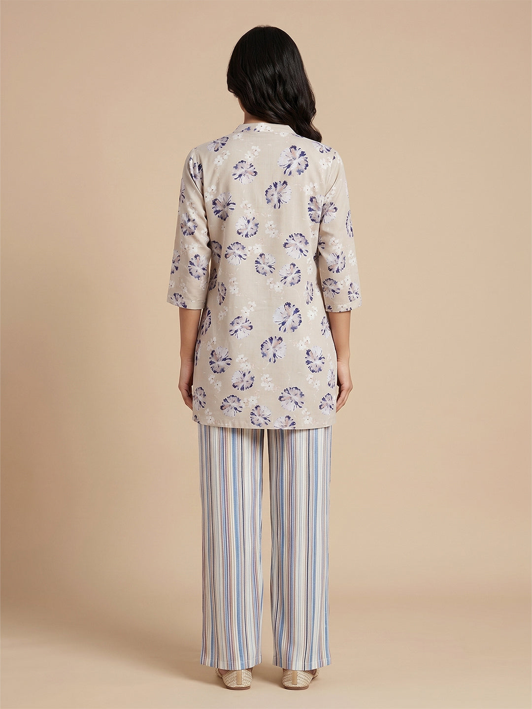 Fablush Women's Kurti Nightsuit | 100% Rayon | FB15012 Pista Floral print