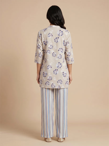 Fablush Women's Kurti Nightsuit | 100% Rayon | FB15012 Pista Floral print