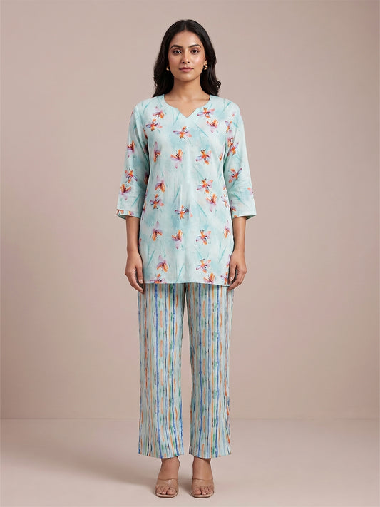Fablush Women's Kurti Nightsuit | 100% Rayon | Fb15015 Light Green