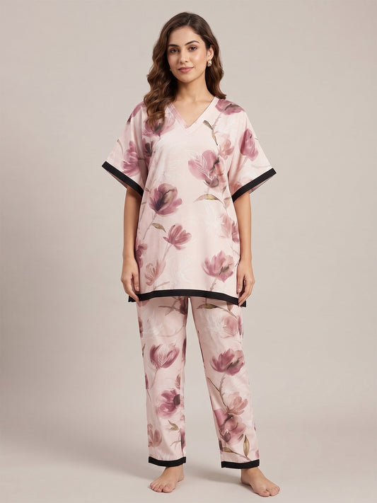 Fablush Women’s Rayon Short Kaftan Co-Ord Set | Soft Breathable Lounge Wear | FB15019
