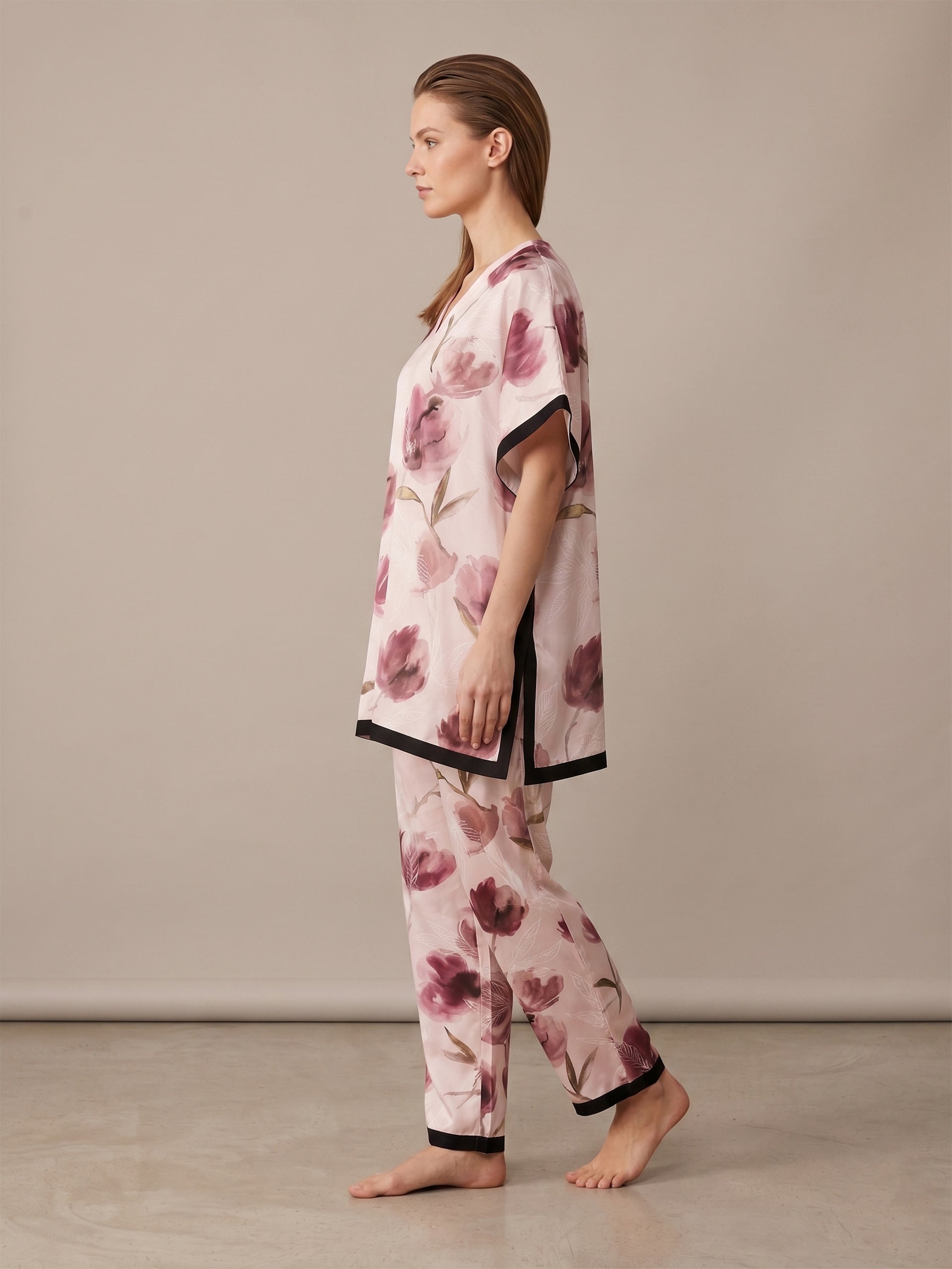 Fablush Women’s Rayon Short Kaftan Co-Ord Set | Soft Breathable Lounge Wear | FB15019 Peach Print