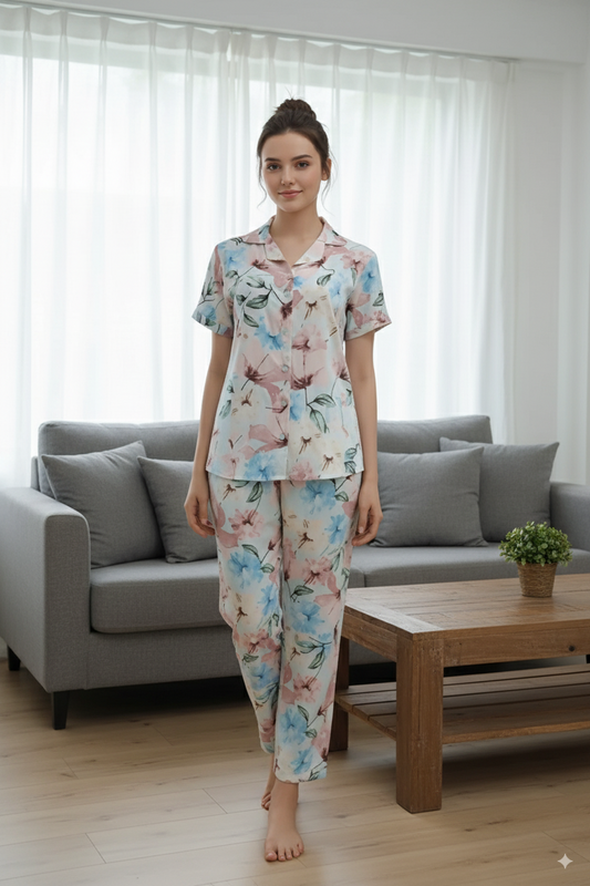 Fablush Women's Front Open Nightsuit | Fb17017