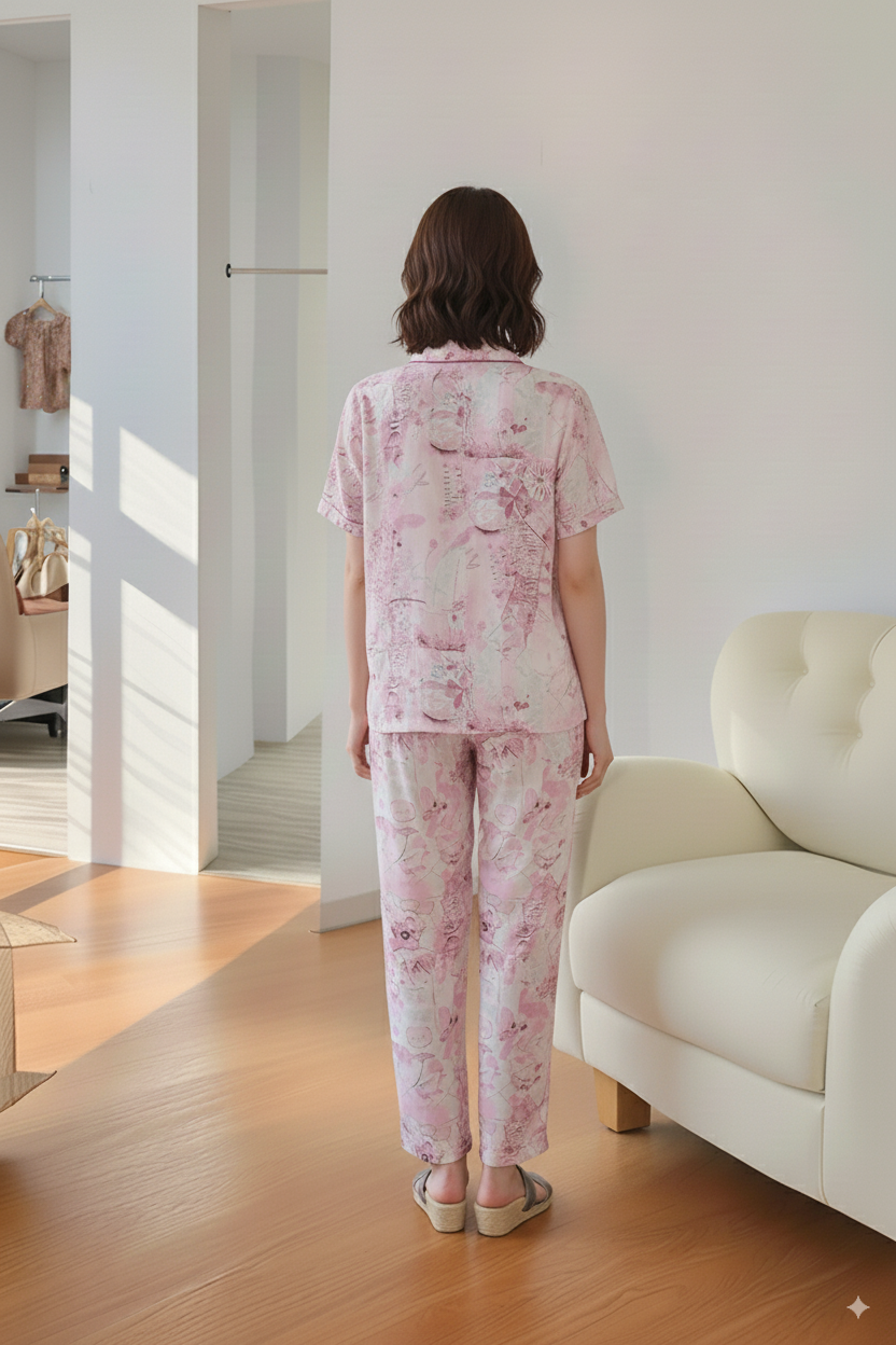 Fablush Women's Front Open Nightsuit | 100% Rayon | FB17018
