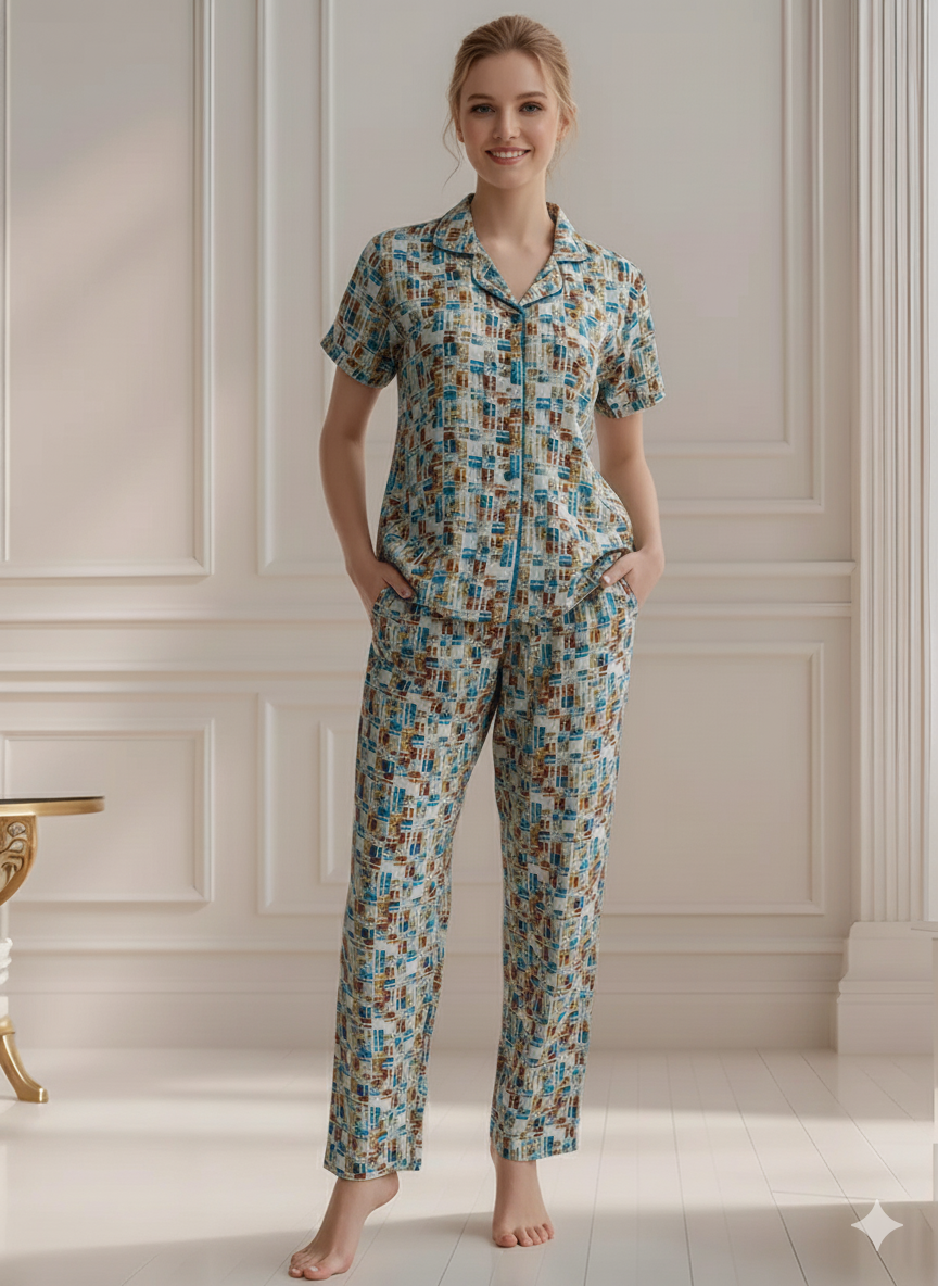 Fablush Women's Front Open Nightsuit | 100% Rayon | FB17019