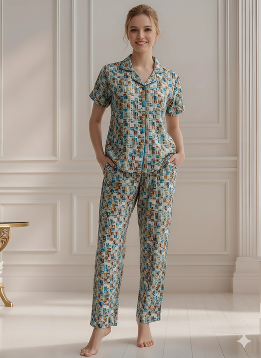 Fablush Women's Front Open Nightsuit | 100% Rayon | FB17019