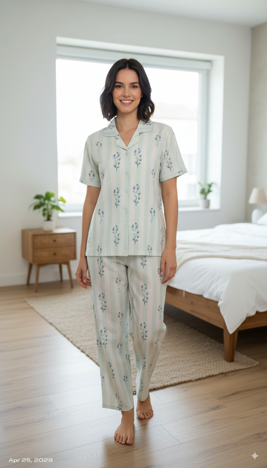 Fablush Womens Front Open Nightsuit | Fb17022