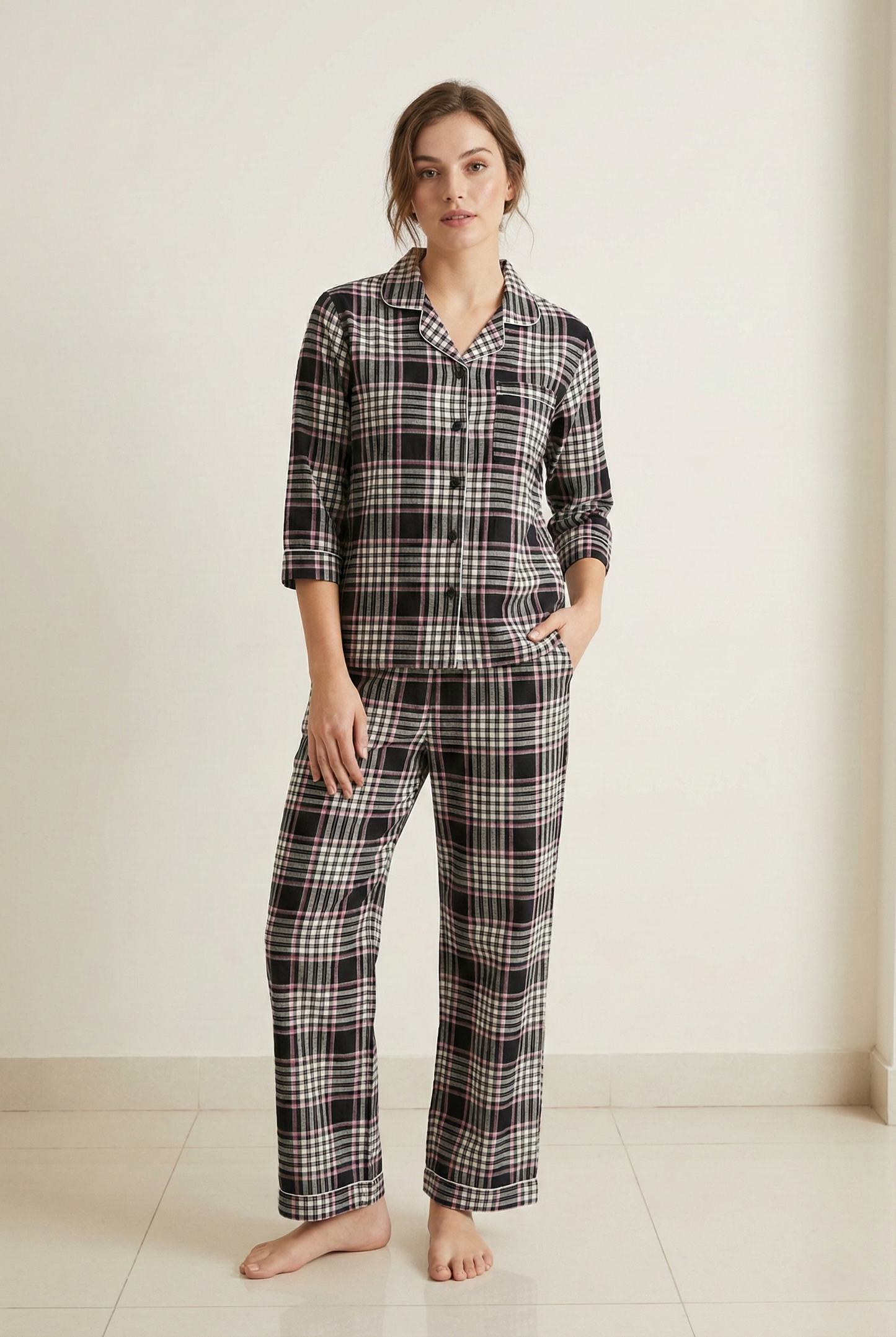 Fablush Women’s Front Open Nightsuit | Cotton Modal Nightwear | FB17026