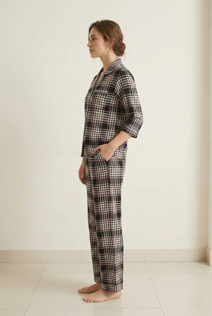 Fablush Women’s Front Open Nightsuit | Cotton Modal Nightwear | FB17026