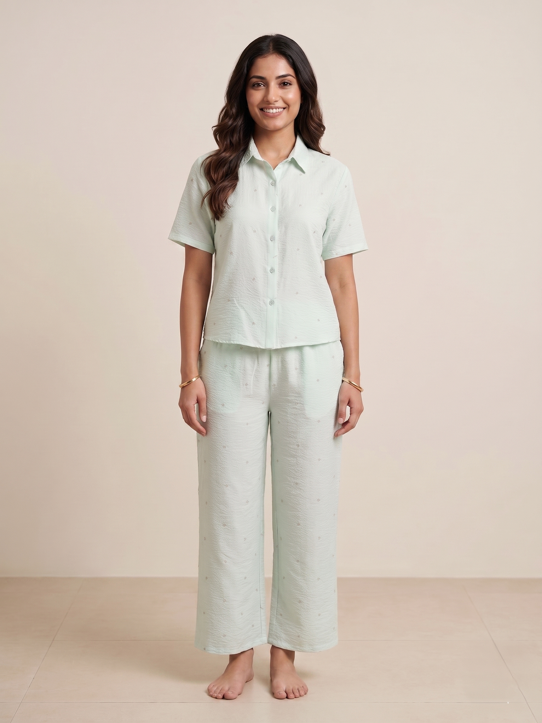 Fablush Women’s Cotton Rich Front Open Nightsuit | Soft Breathable Sleepwear Set | FB17030