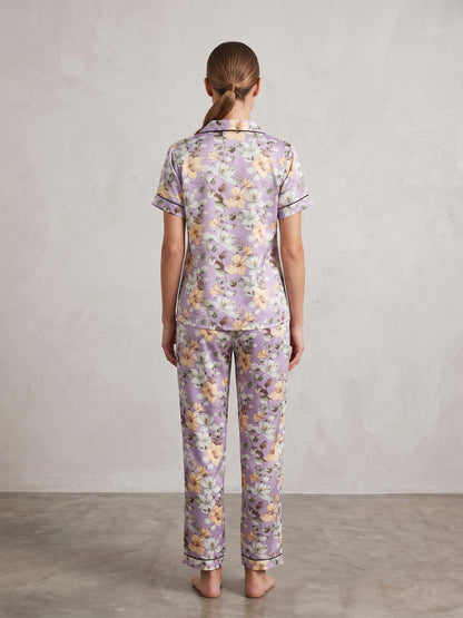 Fablush Women's 100% Rayon Front Open Nightsuit | Soft Floral Printed Nightwear Set | FB17034