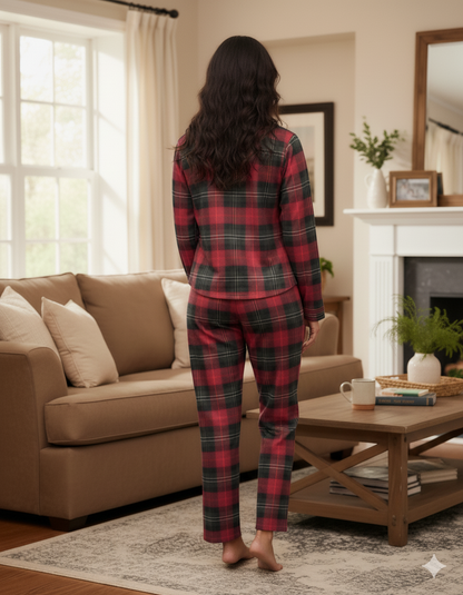 Fablush Front Open Full Sleeves Nightsuit Women's Nightwear Set | Fb17115