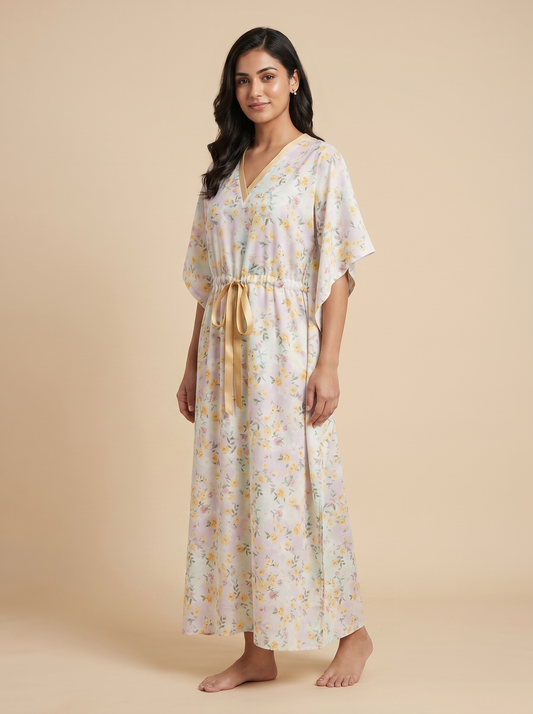 Fablush Women’s Long Kaftan Nightwear | 100% Rayon Soft Breathable Sleepwear | FB18018