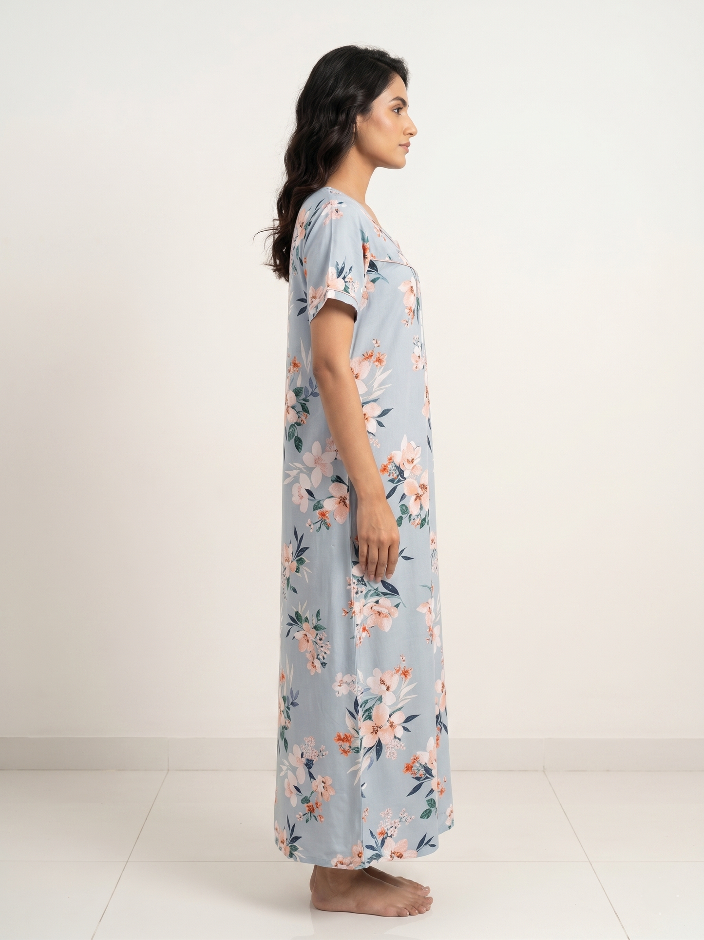 Fablush Women’s Rayon Woven Nighty | Soft Breathable Lounge & Sleepwear | FB18019 Blue Print