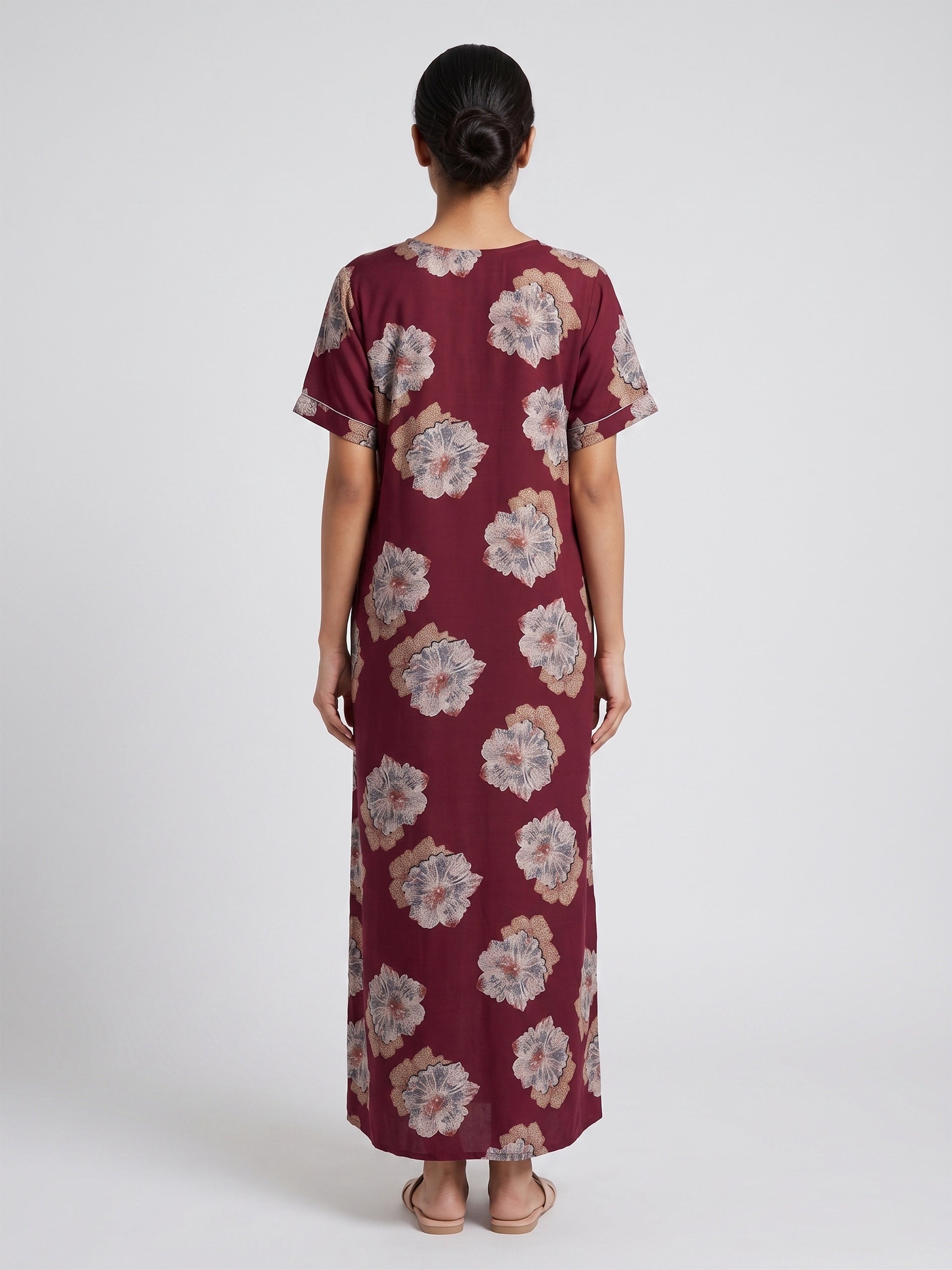 Fablush Women’s Cotton Rich Nighty | Soft Breathable Lounge & Sleepwear | FB18020 Maroon