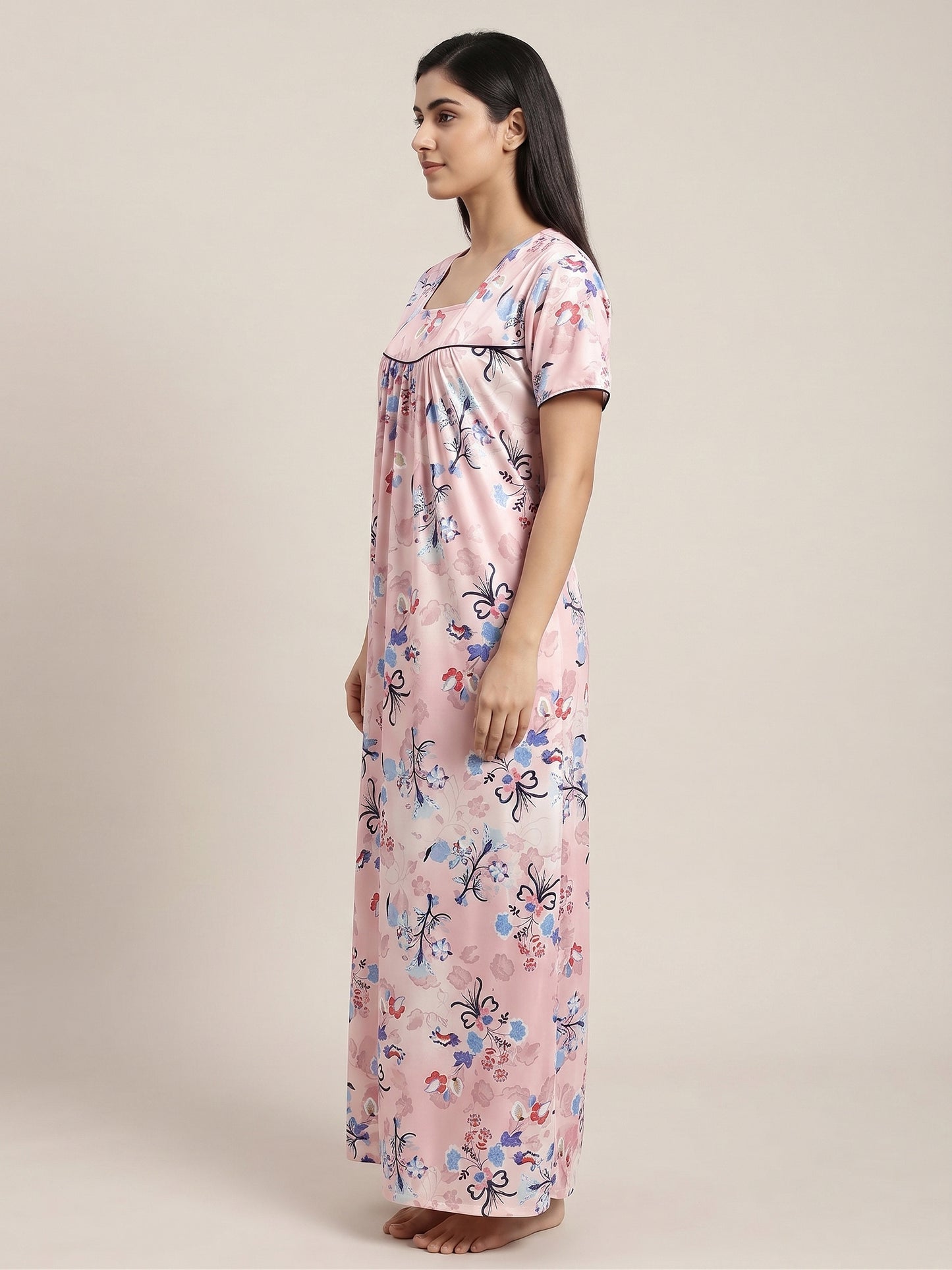 Fablush Women's Cotton Rich Nighty | Soft Floral Printed Nightwear | Comfortable Sleepwear | FB18021