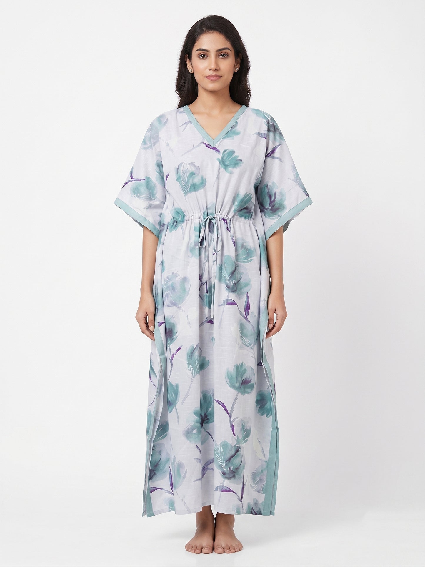 Fablush Women's 100% Rayon Long Kaftan Nightwear | Soft Printed Lounge Wear | FB18022
