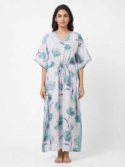 Fablush Women's 100% Rayon Long Kaftan Nightwear | Soft Printed Lounge Wear | FB18022