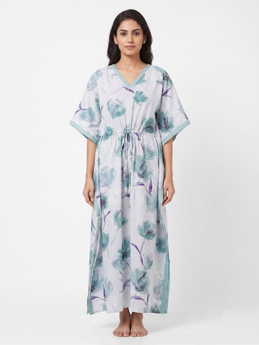 Fablush Women's 100% Rayon Long Kaftan Nightwear | Soft Printed Lounge Wear | FB18022