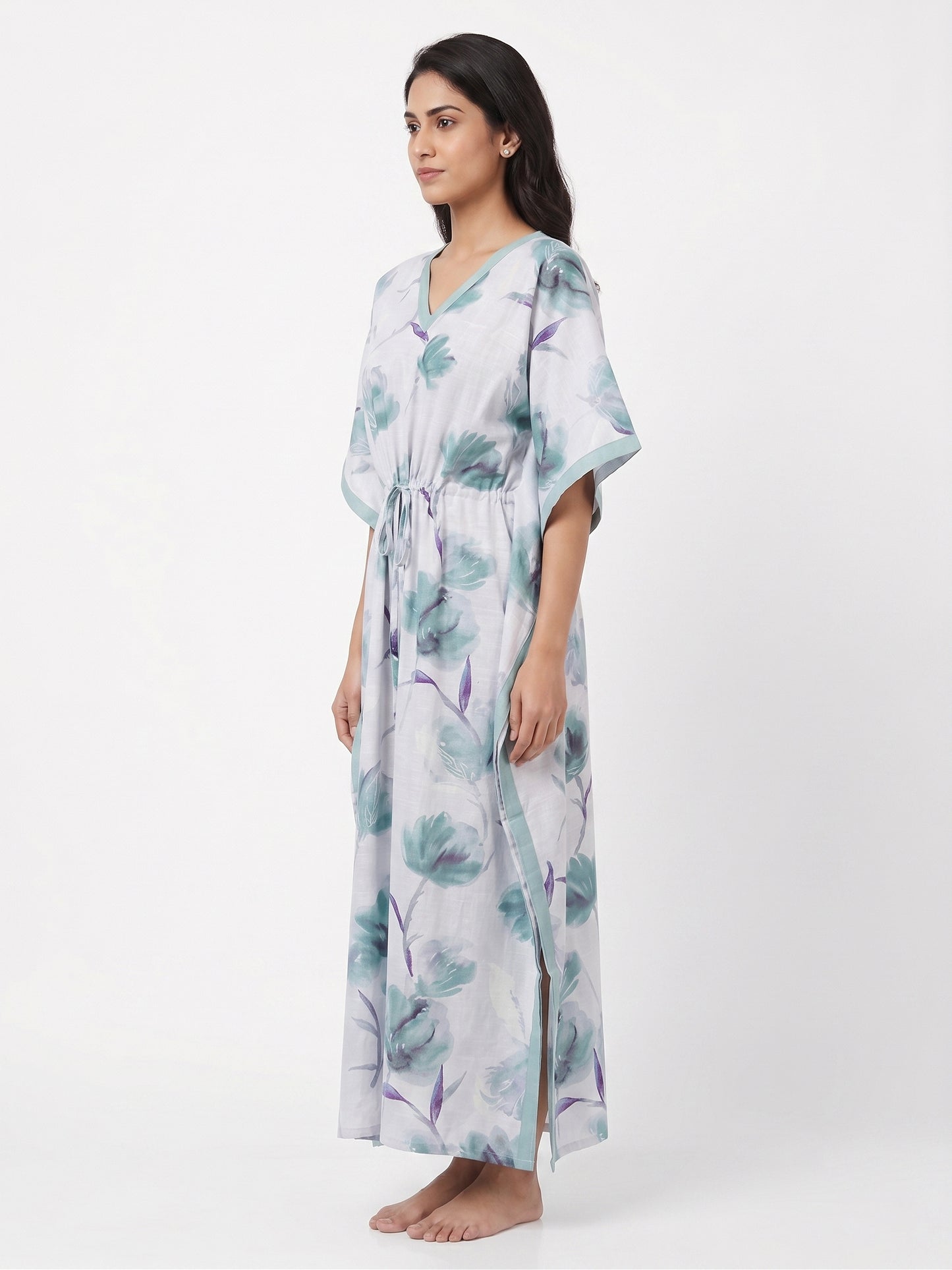Fablush Women's 100% Rayon Long Kaftan Nightwear | Soft Printed Lounge Wear | FB18022