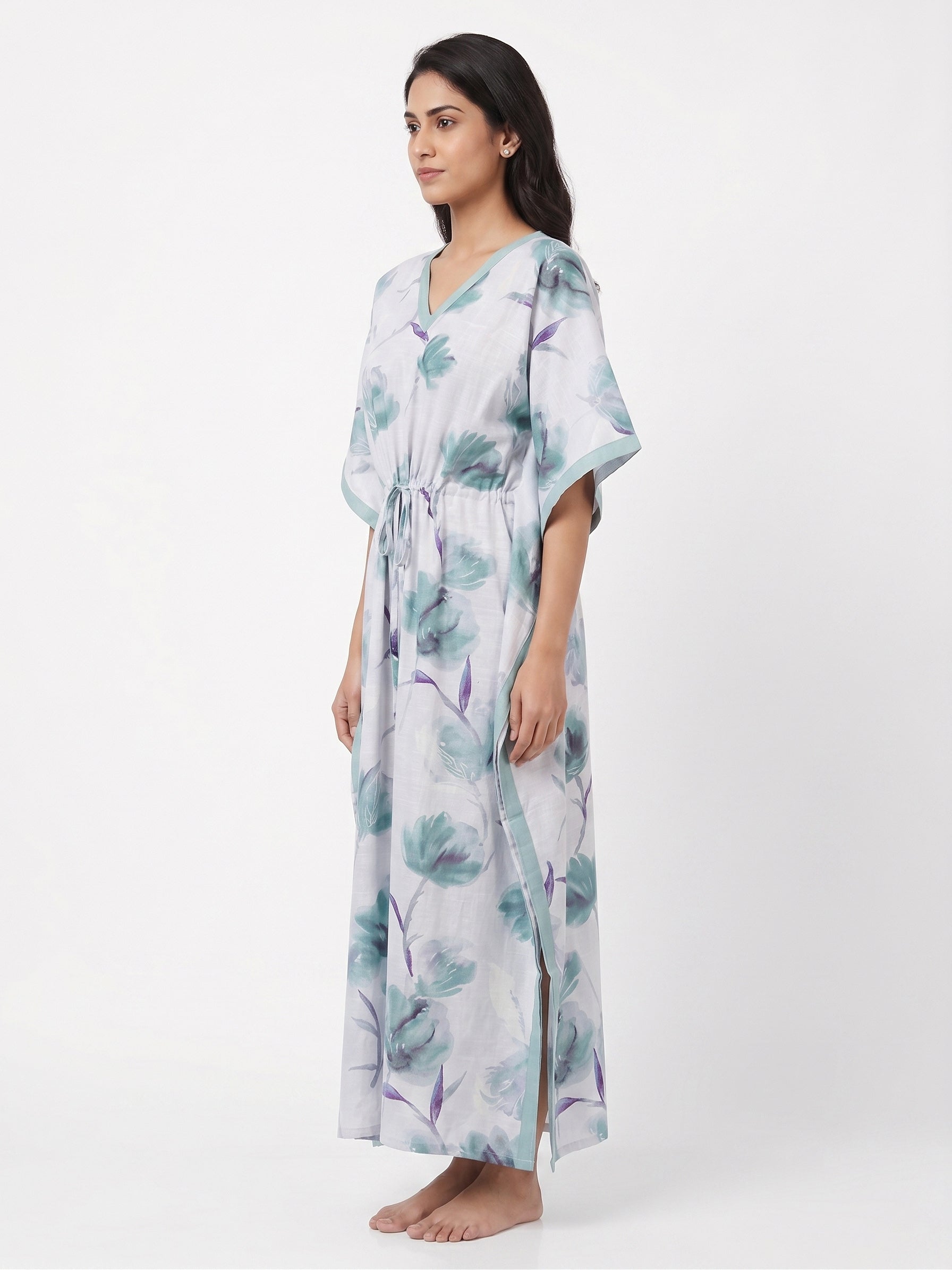 Fablush Women's 100% Rayon Long Kaftan Nightwear | Soft Printed Lounge Wear | FB18022
