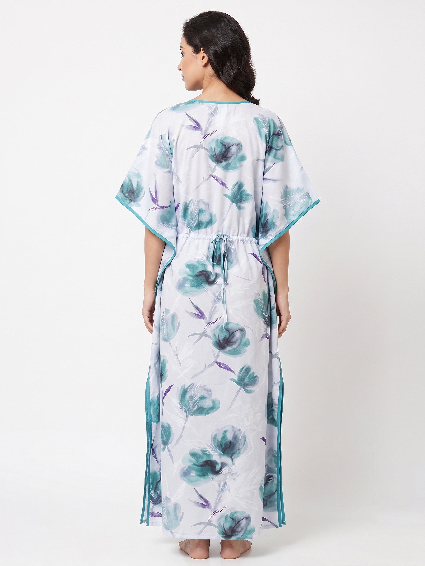 Fablush Women's 100% Rayon Long Kaftan Nightwear | Soft Printed Lounge Wear | FB18022