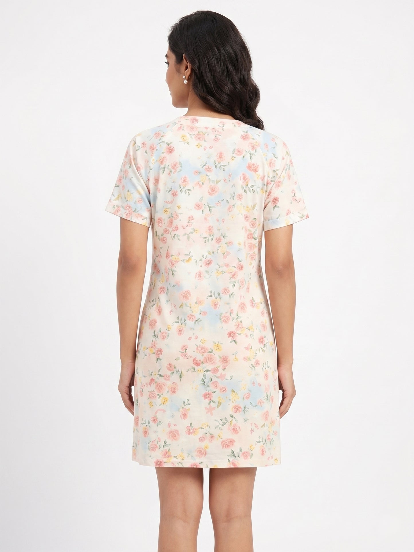 Fablush Women's 100% Rayon Short Nighty Nightwear | Soft Floral Printed Sleepwear | FB19005