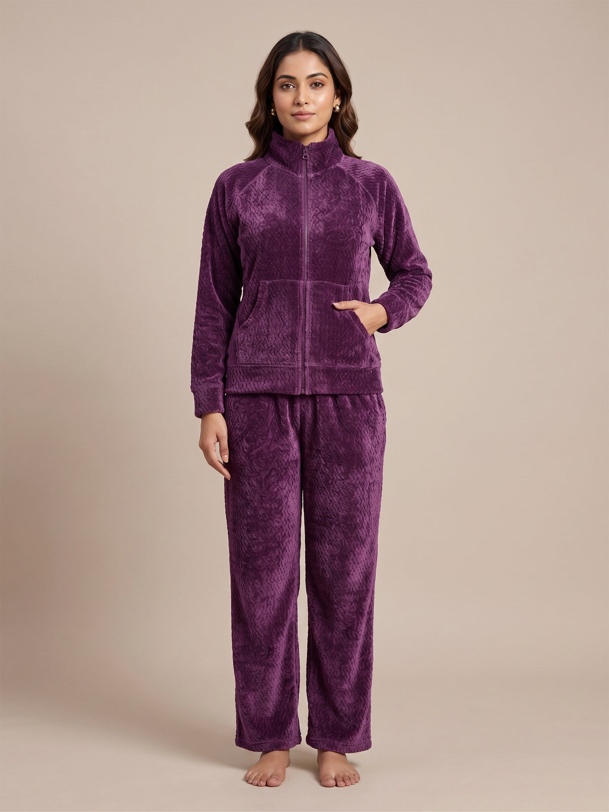Fablush Women's Tracksuit Nightwear Set | Fb30001 Purple
