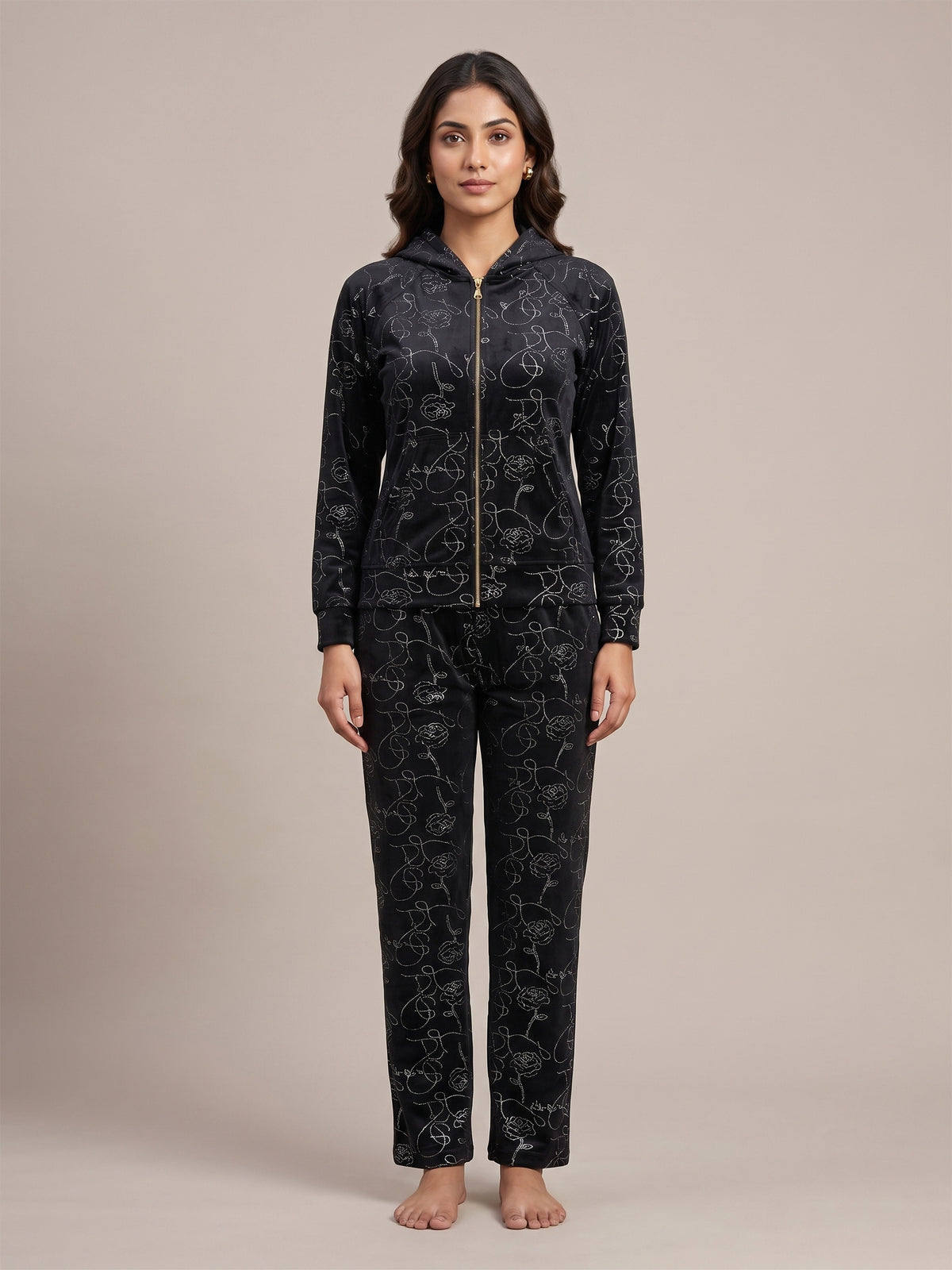 Fablush Women's Tracksuit Nightwear Set | Fb30003 Black