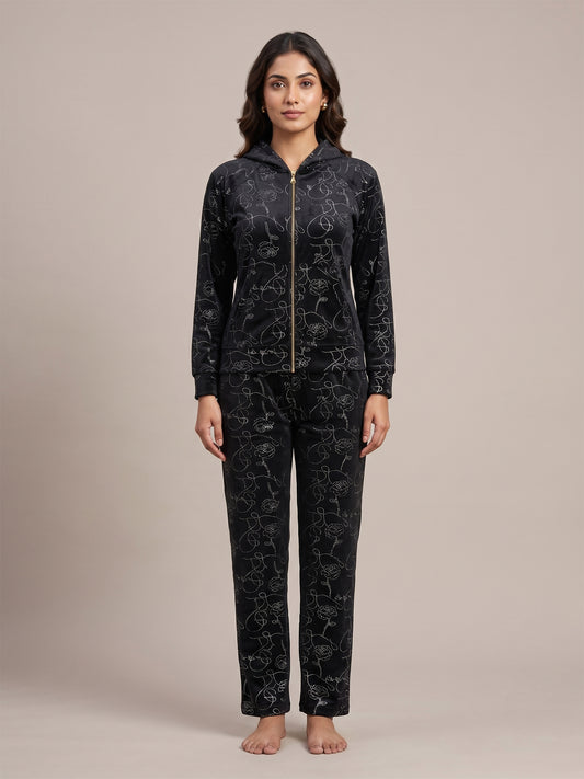 Fablush Women's Tracksuit Nightwear Set | Fb30003 Black