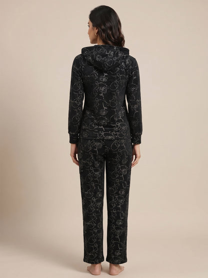 Fablush Women's Tracksuit Nightwear Set | Fb30003 Black