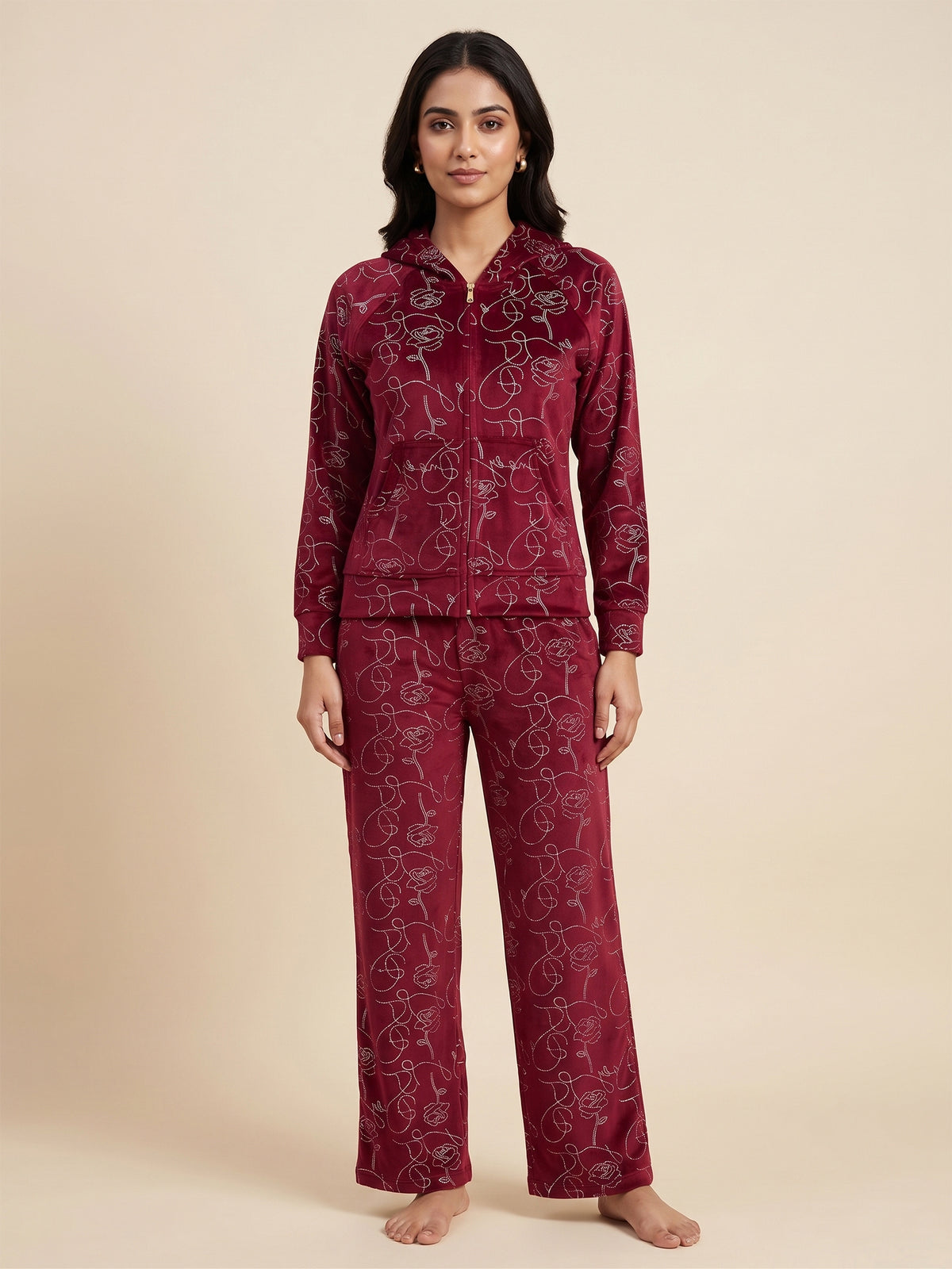 Fablush Women's Tracksuit Nightwear Set | Fb30003 Red