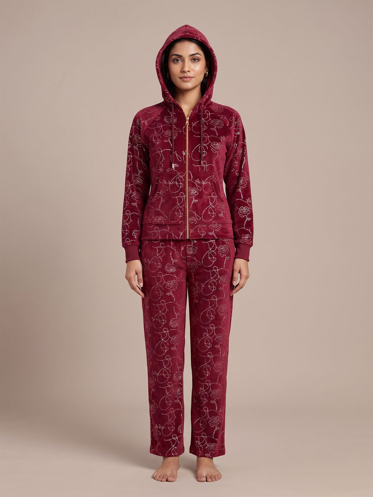 Fablush Women's Tracksuit Nightwear Set | Fb30003 Red