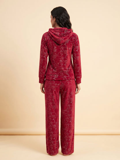 Fablush Women's Tracksuit Nightwear Set | Fb30003 Red