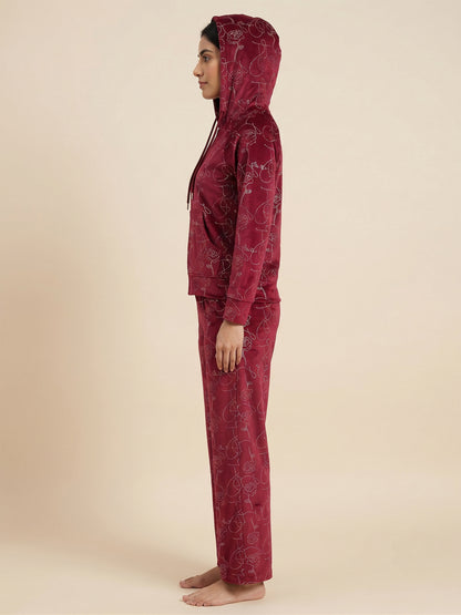 Fablush Women's Tracksuit Nightwear Set | Fb30003 Red