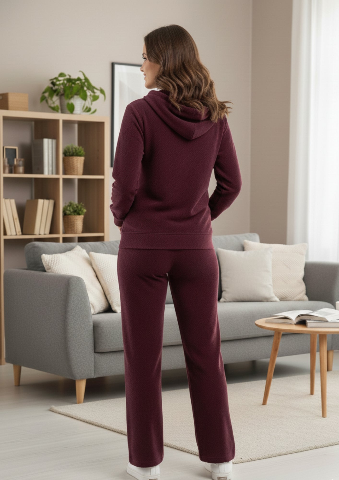 Fablush Women’s Tracksuit Nightwear | Hi Neck Half Zipper Luxe Velour Set | FB30007