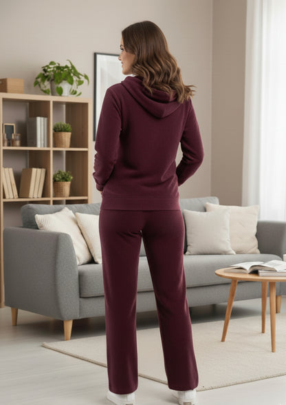 Fablush Women’s Tracksuit Nightwear | Hi Neck Half Zipper Luxe Velour Set | FB30007