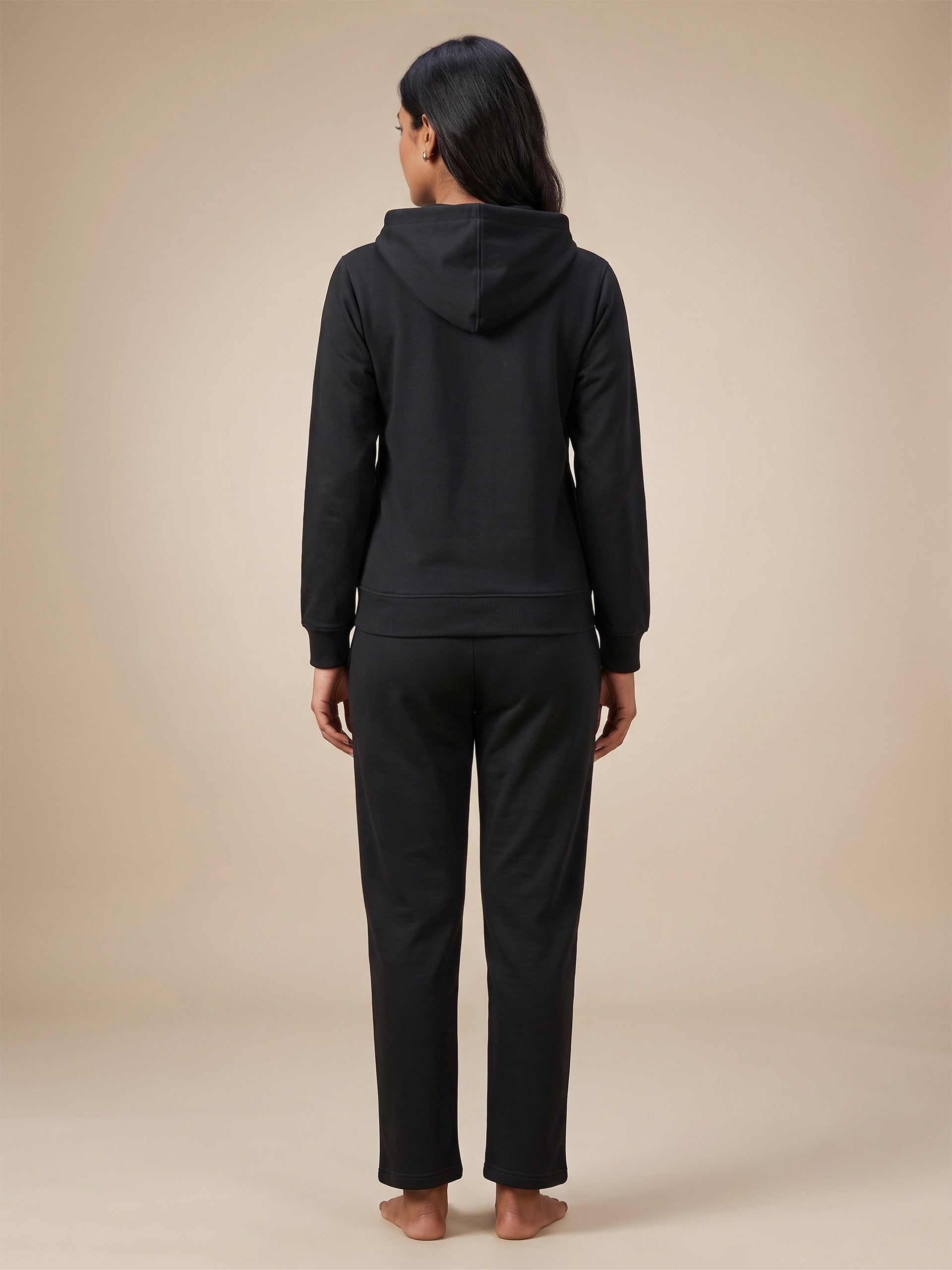 Fablush Women’s Tracksuit Nightwear | Hoodie Twill Brushed Inside | FB32002 Black