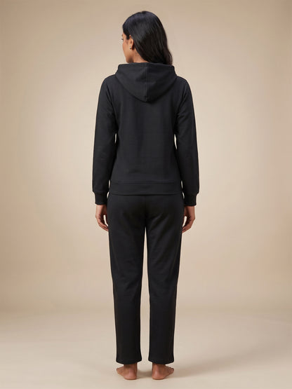Fablush Women’s Tracksuit Nightwear | Hoodie Twill Brushed Inside | FB32002 Black