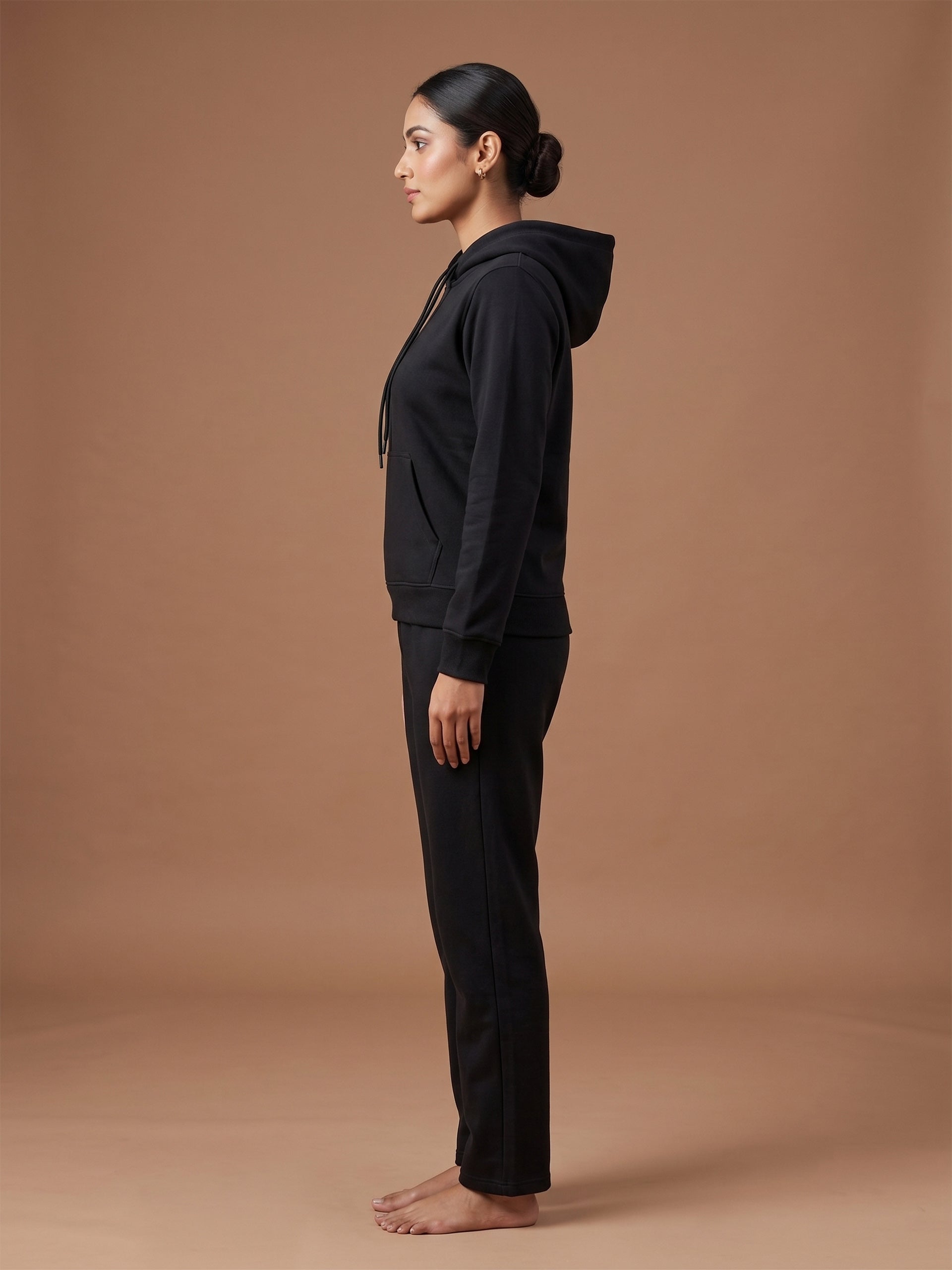 Fablush Women’s Tracksuit Nightwear | Hoodie Twill Brushed Inside | FB32002 Black