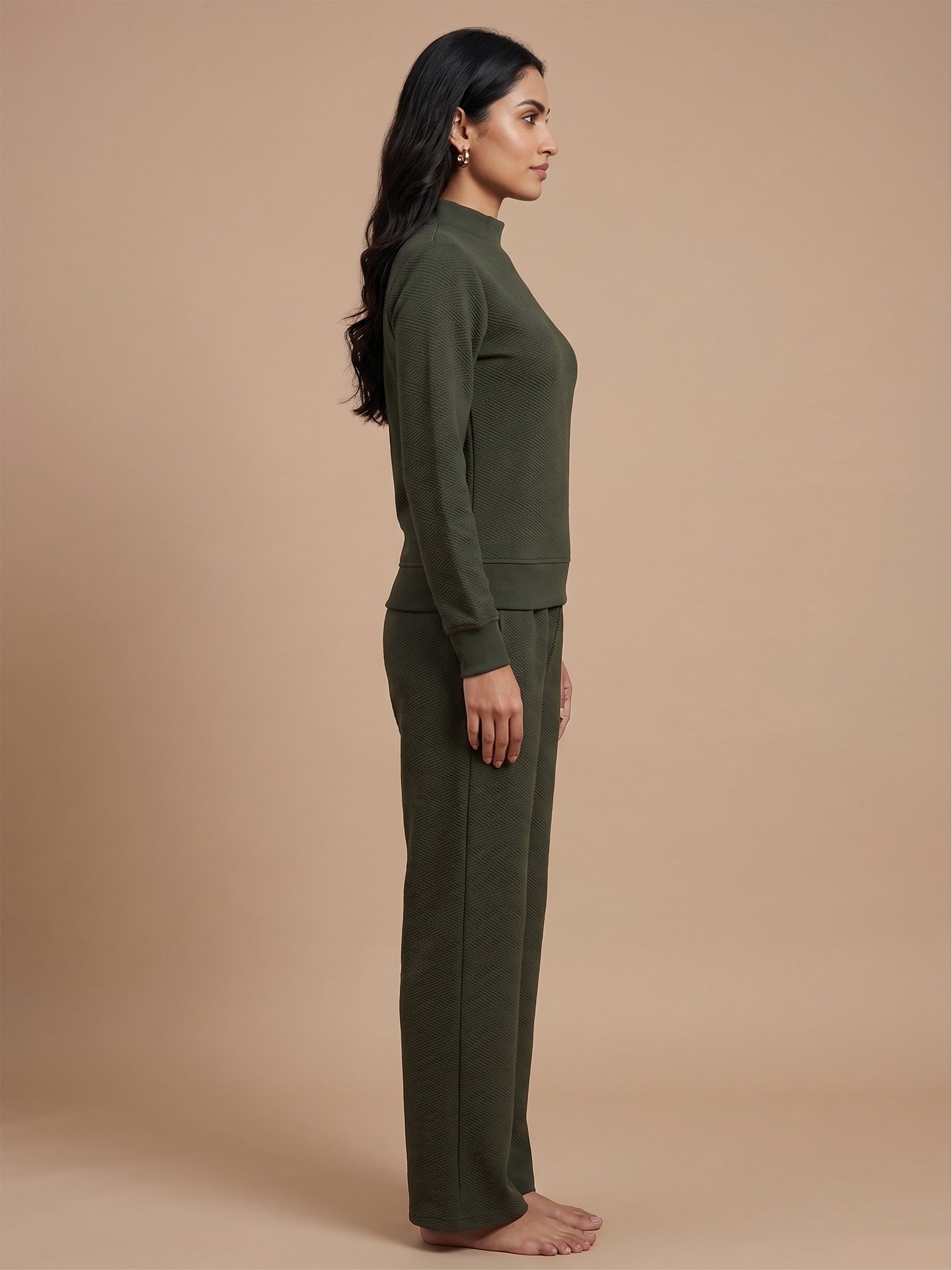 Fablush Pajama Set Full Sleeves Women's Nightwear | Fb34001 Bottle Green