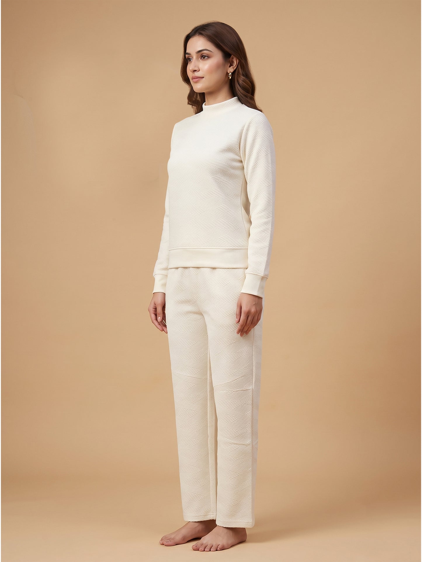 Fablush Pajama Set Full Sleeves Women's Nightwear | Fb34001 Off White