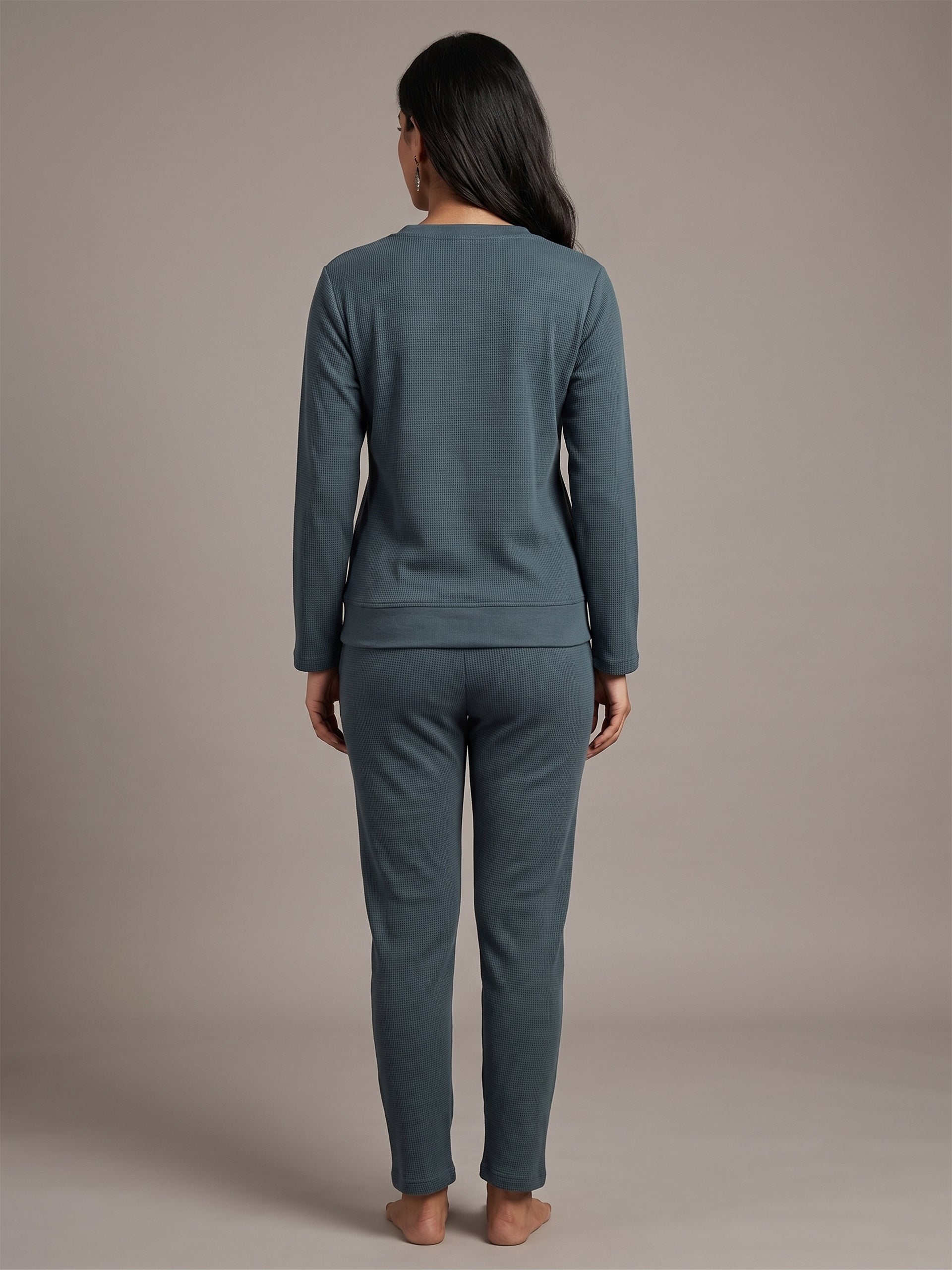 Fablush Pajama Set Full Sleeves Women's Nightwear | Fb34002 Dark Grey