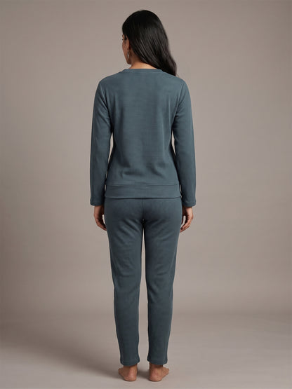 Fablush Pajama Set Full Sleeves Women's Nightwear | Fb34002 Dark Grey