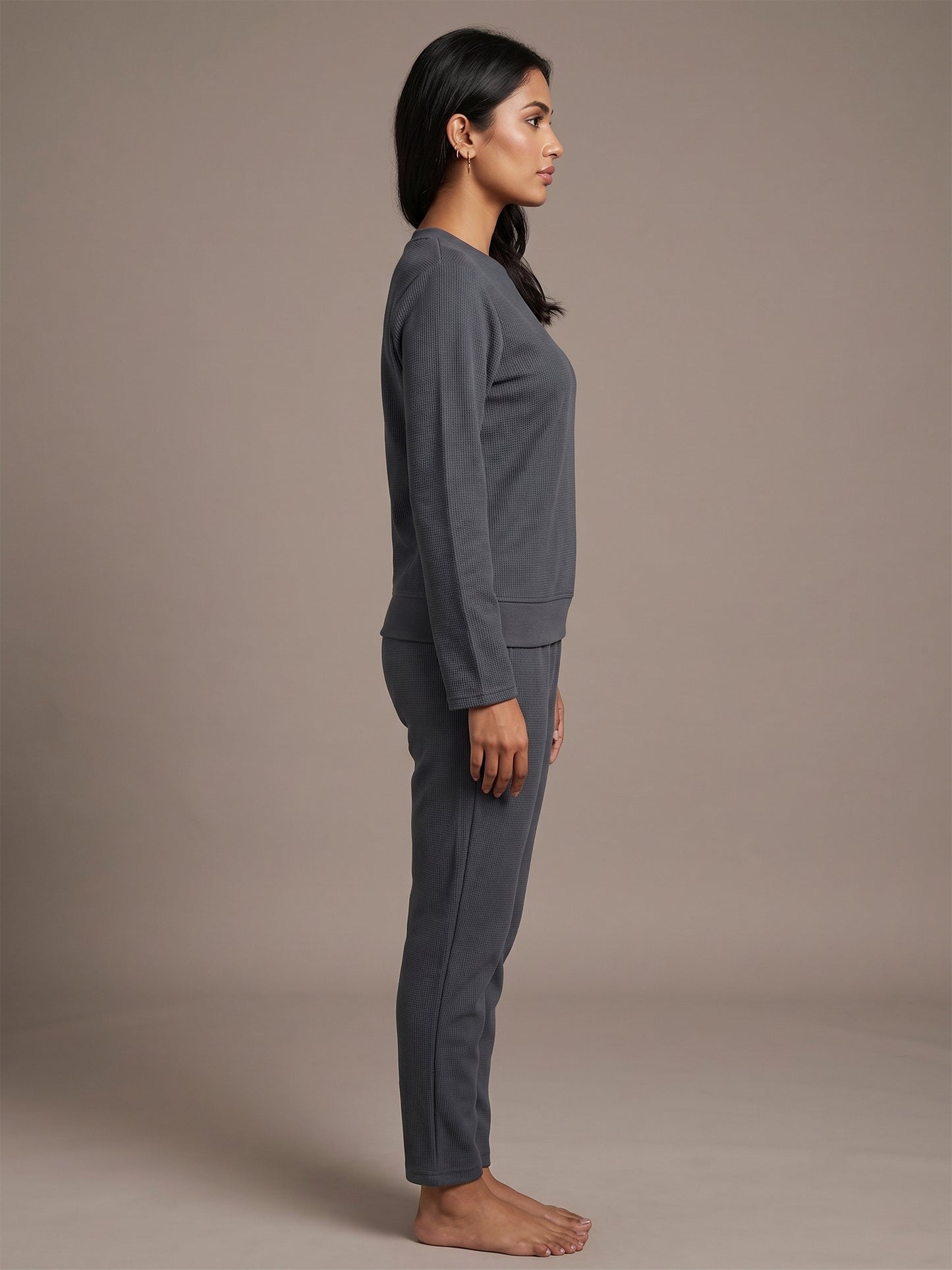 Fablush Pajama Set Full Sleeves Women's Nightwear | Fb34002 Dark Grey