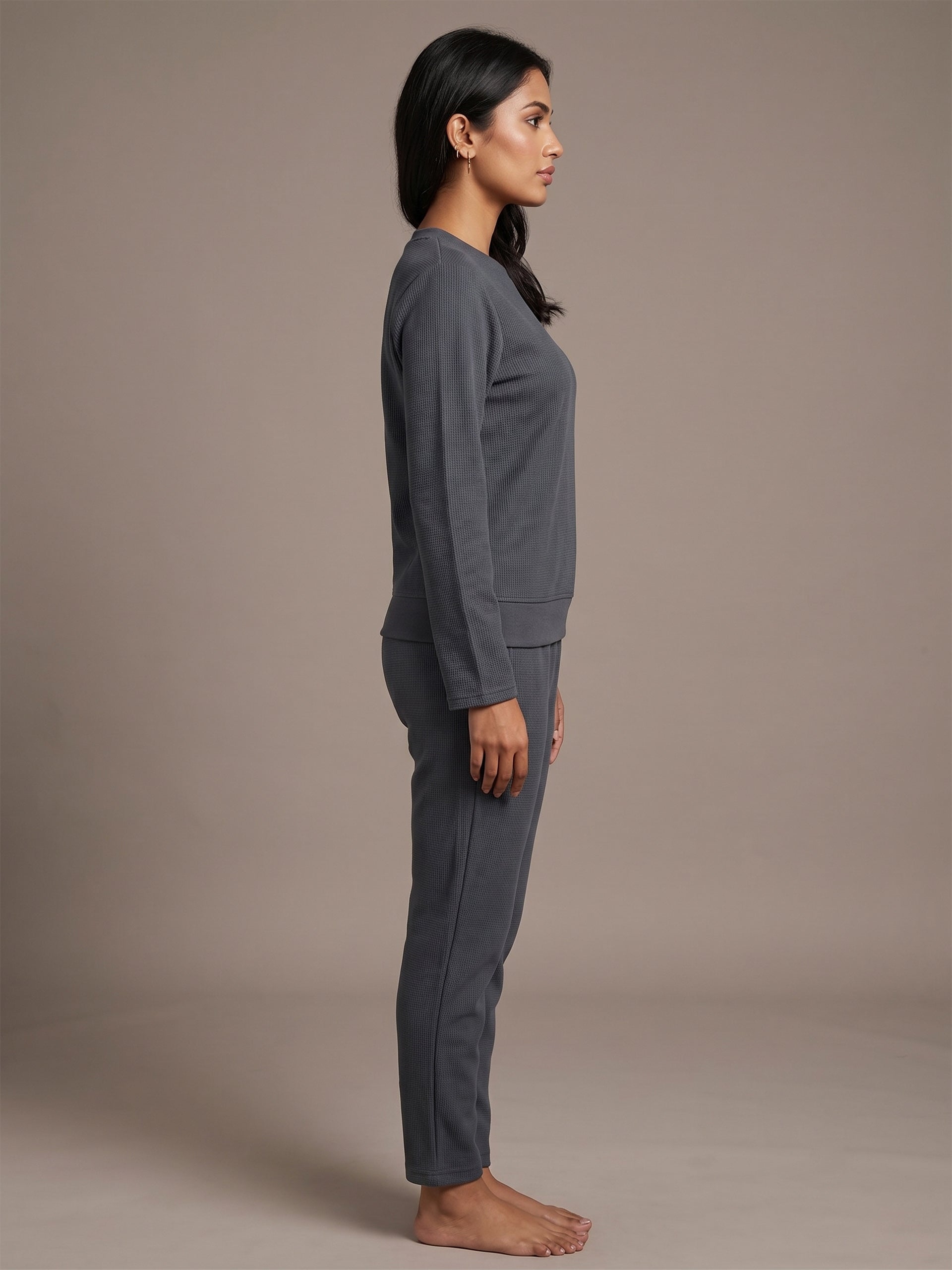 Fablush Pajama Set Full Sleeves Women's Nightwear | Fb34002 Dark Grey